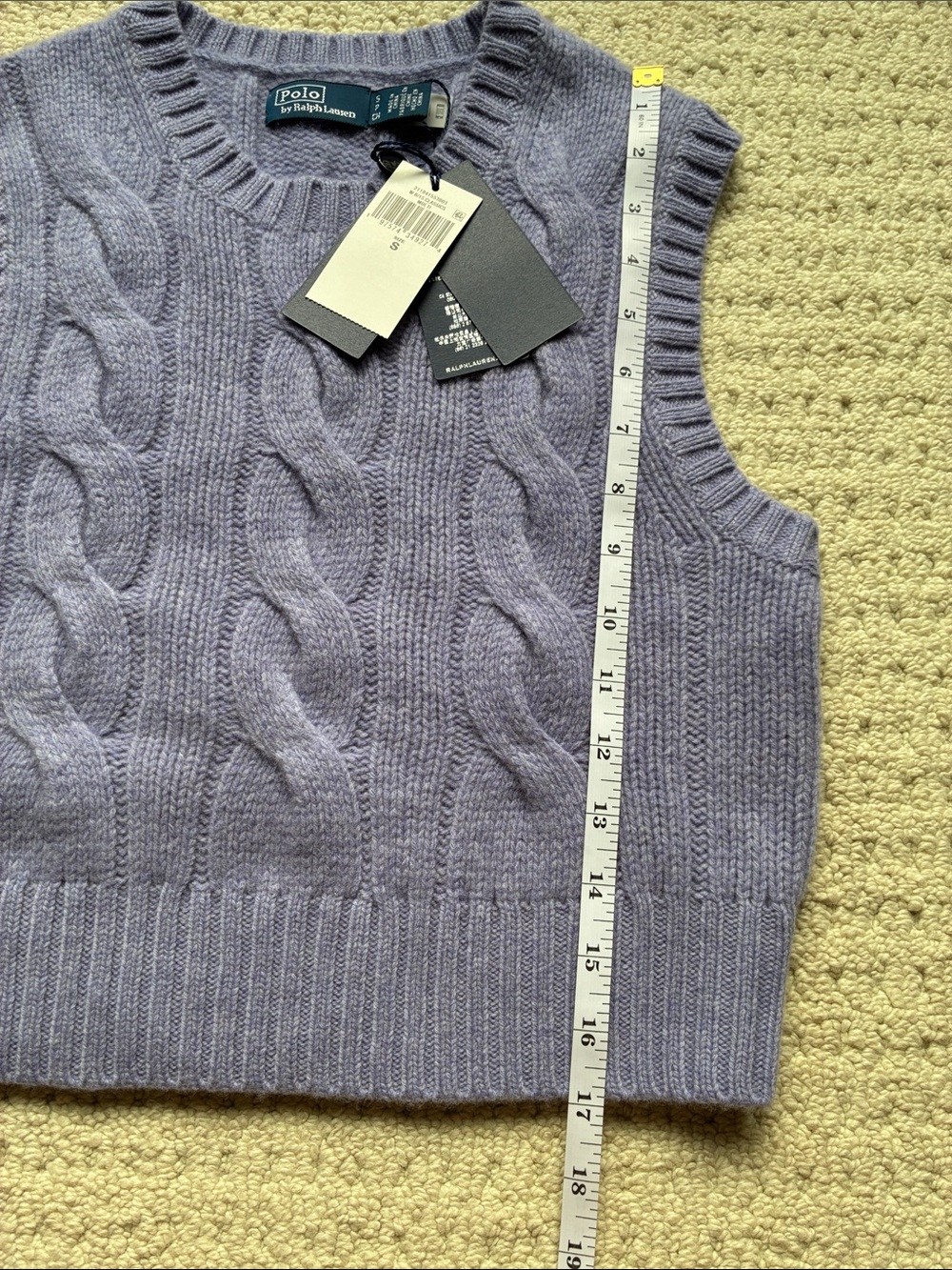 Polo Ralph Lauren NWT Women’s Purple Cable Wool Cashmere Sweater Vest Small NEW - Picture 7 of 10